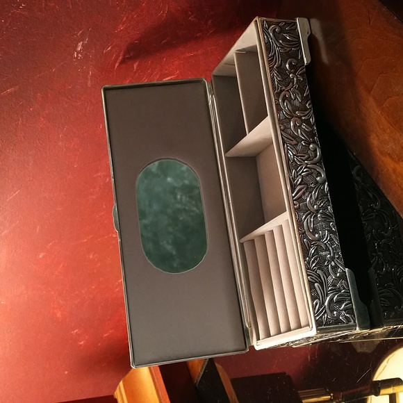 Godinger VTG 1970s Silver Plated Footed/Mirrored Dove Gray Interior Jewelry Box - Picture 1 of 8